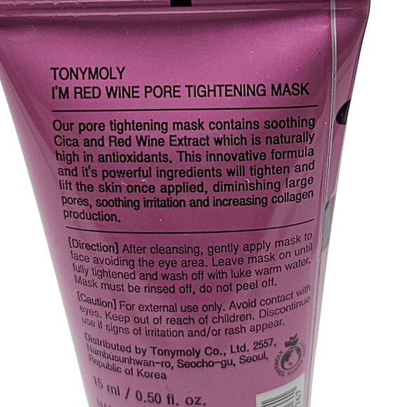 TonyMoly Im Red Wine Pore Tightening Mask Travel Size .5 fl oz 15ml New - Picture 3 of 4